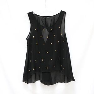 Dex sheer black sleeveless top skull studded gothic punk rock M Medium party